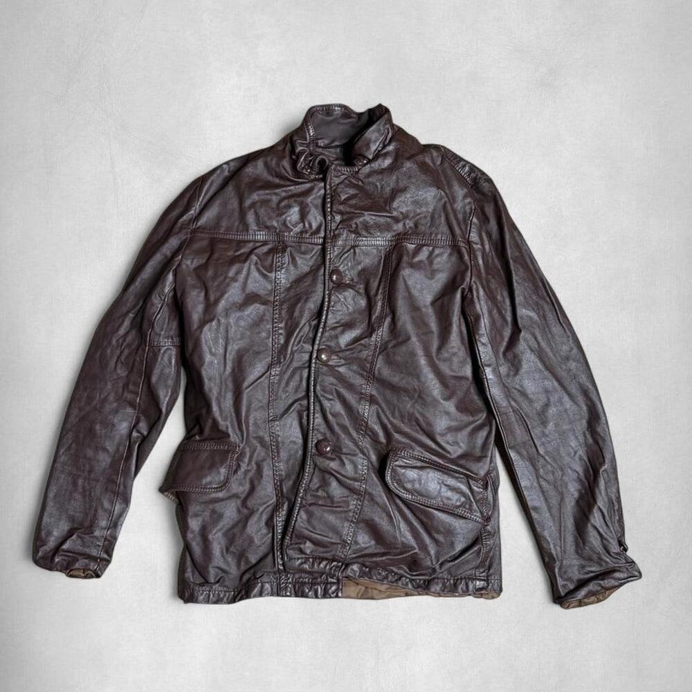 Medium (40) | Vintage 70s Montgomery Ward Leather Utility Jacket